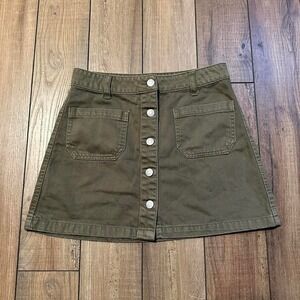 Y2& women's earth tone green grunge denim skirt‎ size 7